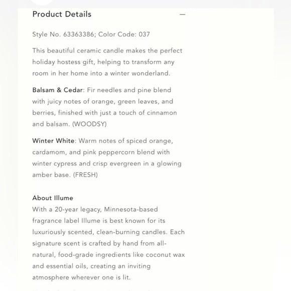 Anthropologie Scented Candle Winter White 10.4 Oz /295 G Ceramic Candle NEW - Picture 4 of 8